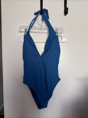 Cupshe Deep Blue Halter One-Piece Swimsuit